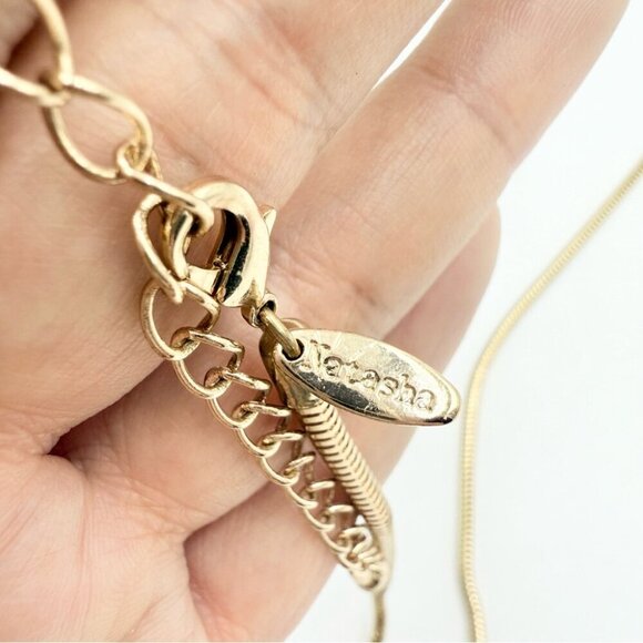 Natasha Bib Fringe Collar Multi-Chain Gold Tone Chunky Necklace - Picture 4 of 6